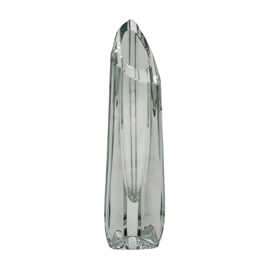 Vase - Art Deco Baccarat Crystal Bud Vase Triangular Faceted Design 3ʺx3"x12.5"
